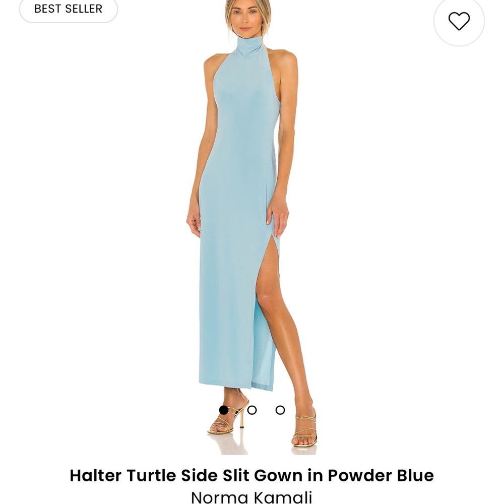 Halter Turtle Side Slit Gown in Powder Blue
Norma Kamali
